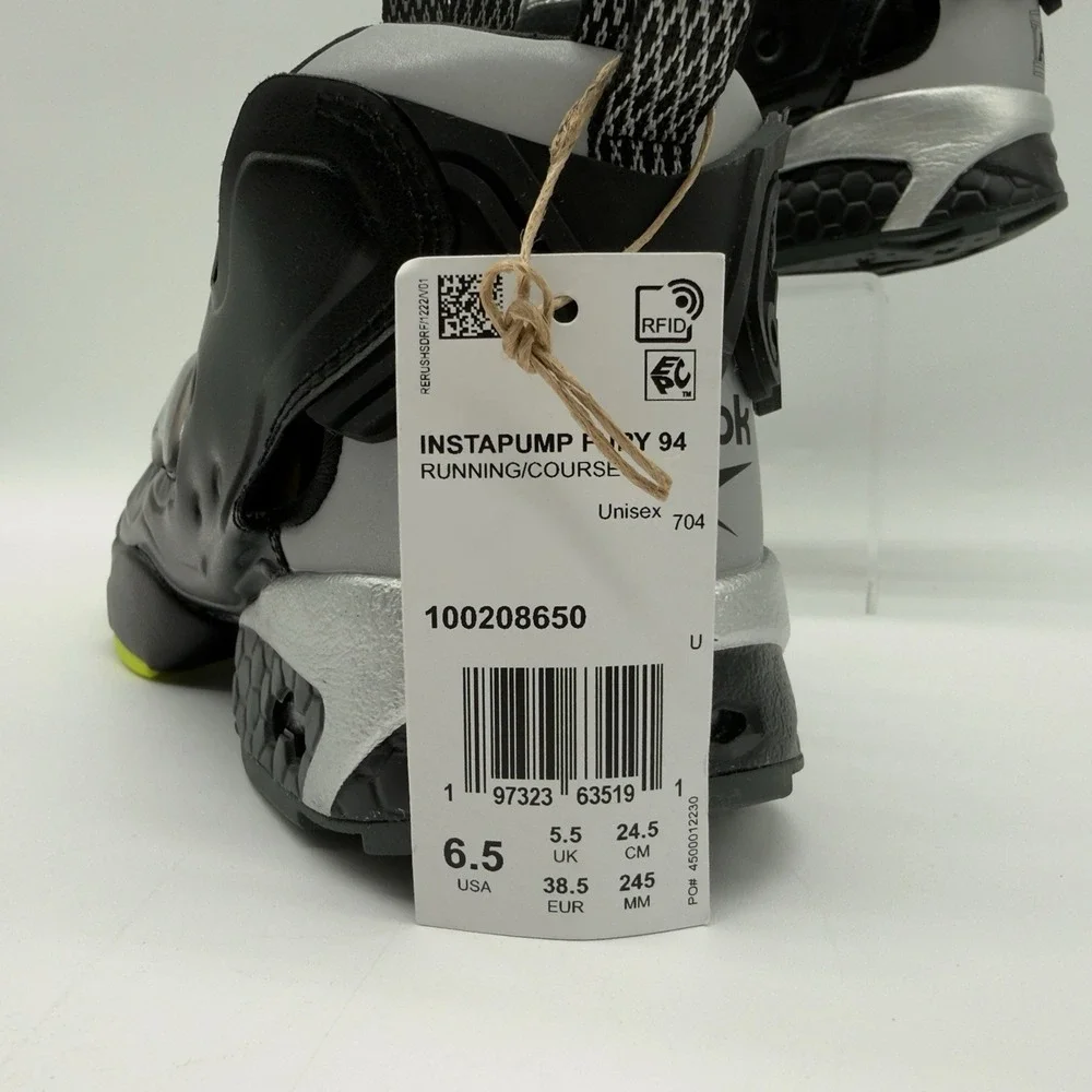 Reebok INSTAPUMP FURY 94 Running Shoes Men's Size 6.5‎ Blk/Gry/Lme